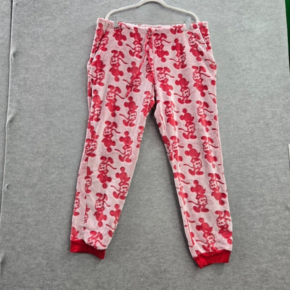 Disney Women Sleepwear XL Red Pajama Pants‎ Mickey Mouse Allover Drawstring